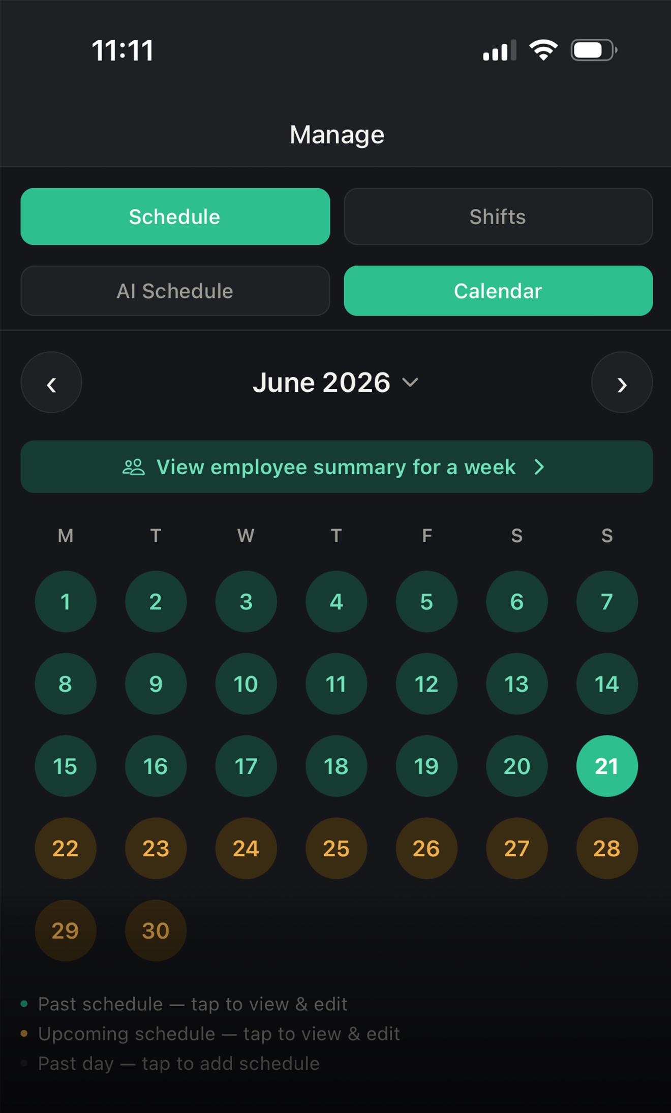 Employee profile view